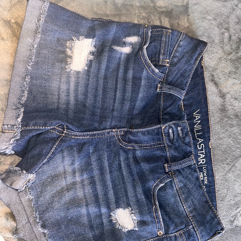 Vanilla Star Blue Distressed Shorts